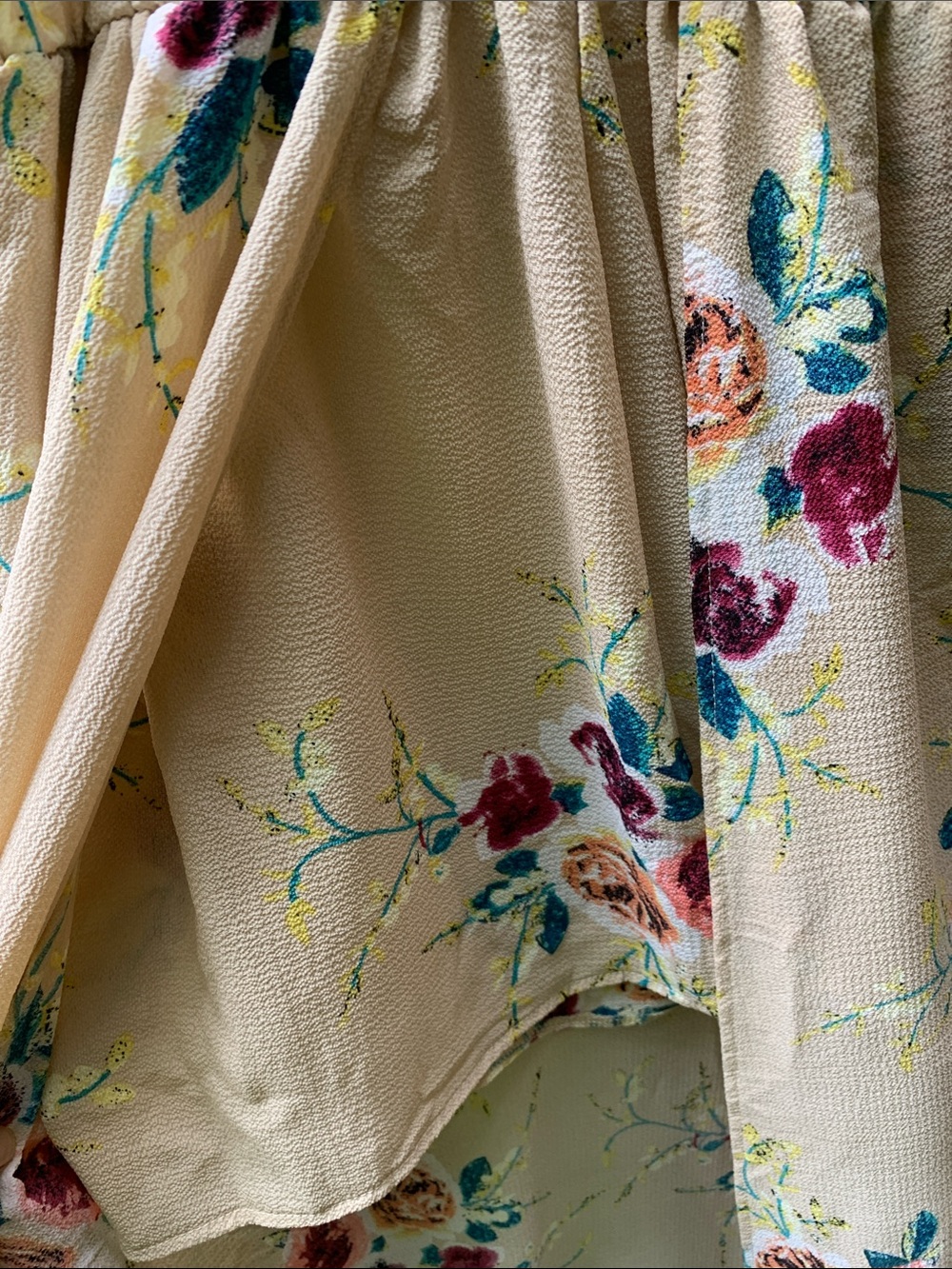 Floral Tan Maxi Dress with Spaghetti Straps and Open In Front w/Shorts - Picture 3 of 4